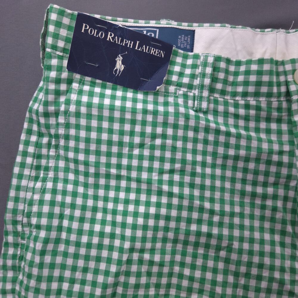 NWT POLO RALPH LAUREN Mens Suffield Shorts 34 - Measured 35 Green Gingham Preppy